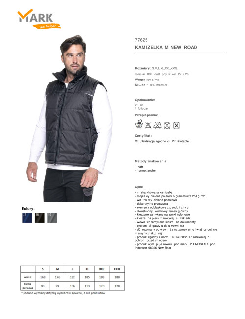 MARK THE HELPHER VEST Men`s NEW ROAD BLACK embroidery screen printing