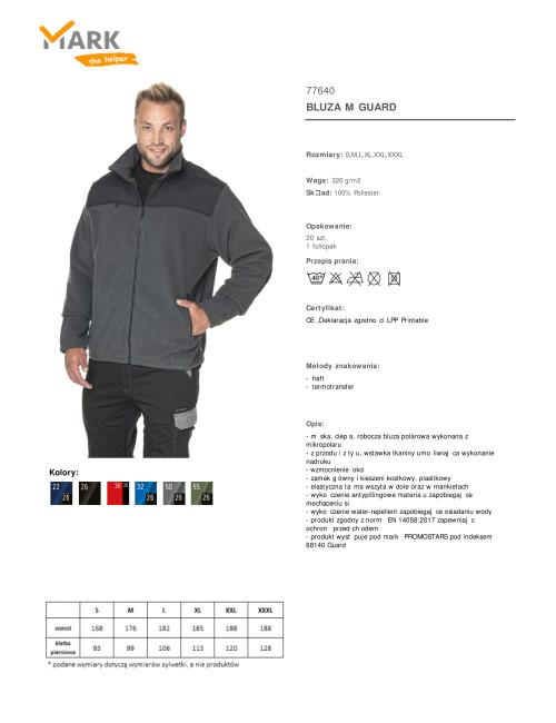 Mark the helper Herren SWEATSHIRT GUARD GRAU/SCHWARZ Stickerei, Aufdruck, Logo