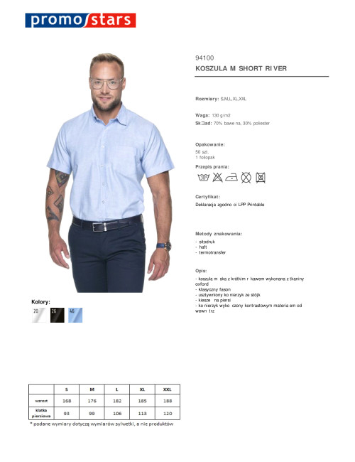 Kurzes Flusshemd für Herren blau Promostars