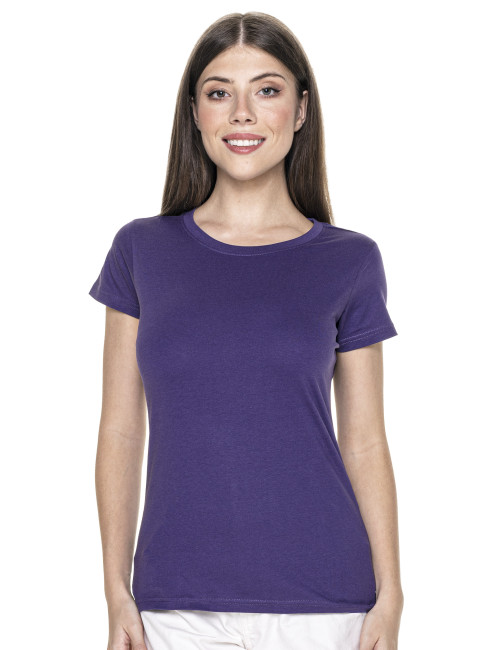 Promostars LADIES` HEAVY Damen-T-Shirt, Dunkellila, Stickdruck