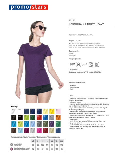 Promostars LADIES` HEAVY Damen-T-Shirt, Dunkellila, Stickdruck