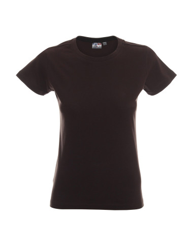 Promostars LADIES` HEAVY T-SHIRT Women`s DARK BROWN embroidery print