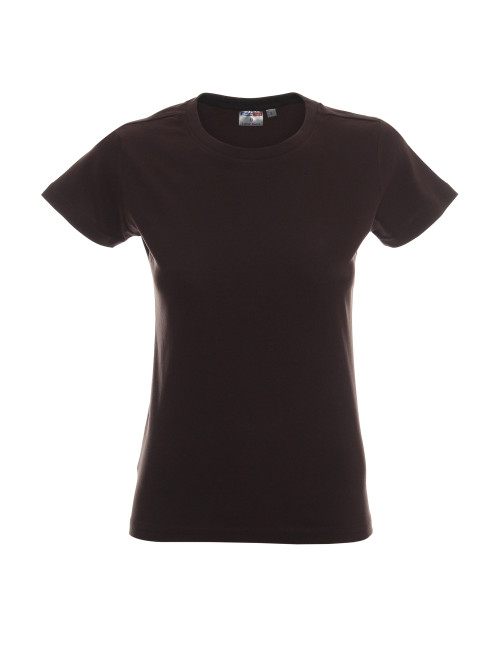 Promostars LADIES` HEAVY Damen-T-SHIRT, DUNKELBRAUN, Stickdruck