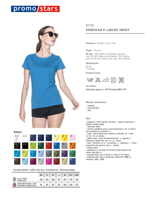 Promostars LADIES` HEAVY T-SHIRT Women`s TURQUOISE embroidery silkscreen logo