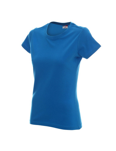 Promostars LADIES` HEAVY Damen-T-SHIRT, BLAU, Logodruck, Stickerei