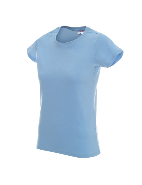 Promostars LADIES` HEAVY Damen-T-Shirt, blaue Stickerei, Logo-Aufdruck