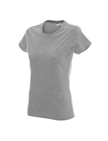 Promostars LADIES` HEAVY T-SHIRT Women`s LIGHT GRAY MELANGE embroidered logo