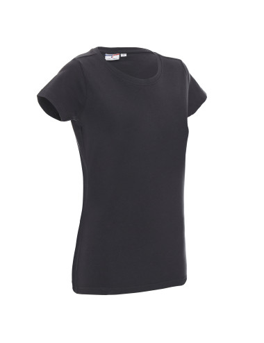 Promostars LADIES` HEAVY Damen-T-Shirt, grauer Aufdruck, Stickerei, Siebdruck