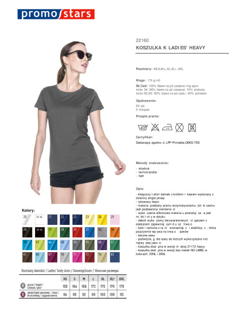 Promostars LADIES` HEAVY T-SHIRT Women`s GRAY print embroidery silkscreen