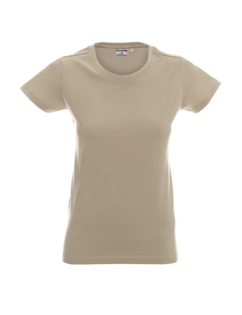 Promostars LADIES` HEAVY T-SHIRT Women`s BEIGE embroidery print silkscreen