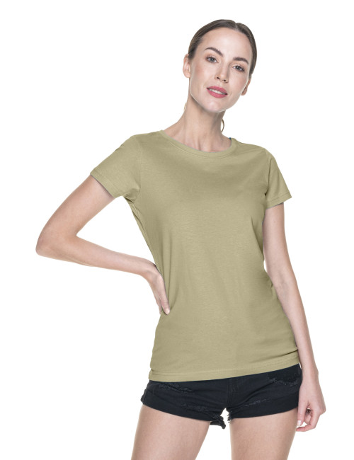 Promostars LADIES` HEAVY T-SHIRT Women`s BEIGE embroidery print silkscreen