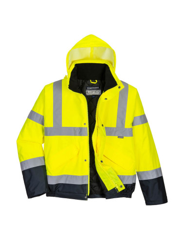 Portwest Gelb/Marineblaue zweifarbige Warnschutz-Bomberjacke