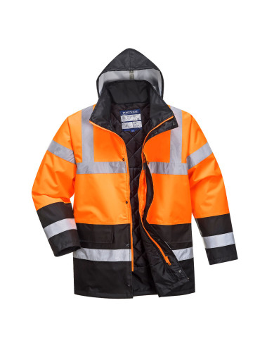 Zweifarbige Portwest-Warnjacke in Verkehrsorange/Schwarz
