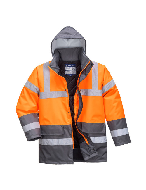 Zweifarbige Portwest-Warnjacke in Verkehrsorange/Grau