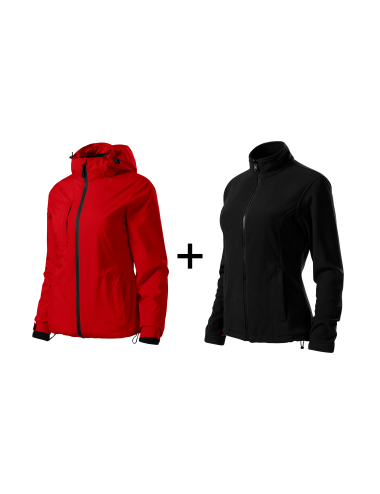 Adler MALFINI Damenjacke Pacific 3 IN 1 534 rote Druckstickerei