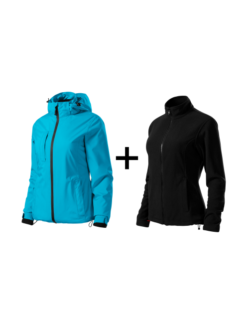 Adler MALFINI Women`s jacket Pacific 3 IN 1 534 turquoise print embroidery logo