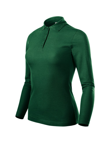 Pique polo ls 231 dark green Malfini women`s polo shirt