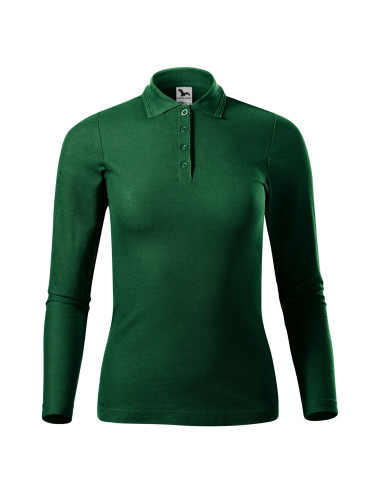 Pique polo ls 231 dark green Malfini women`s polo shirt