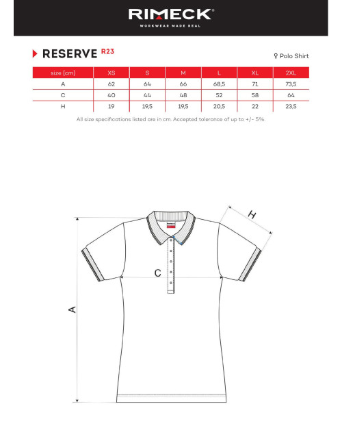 Koszulka polo damska Reserve R23 czerwony (brand label) Malfini Rimeck