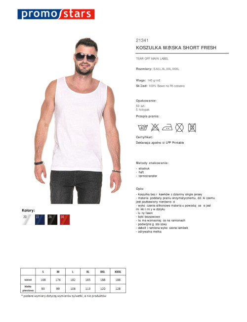 Men`s short fresh T-shirt white Promostars