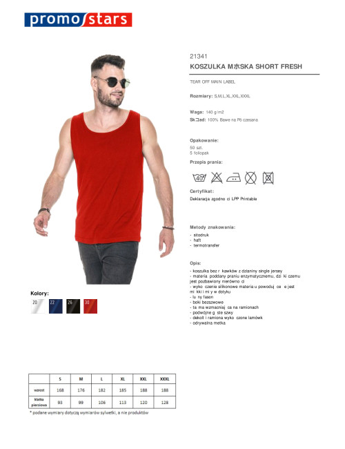 Men`s short fresh T-shirt red Promostars