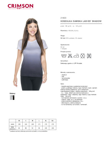 Koszulka damska ladies' shadow jasny szary/ czarny Promostars