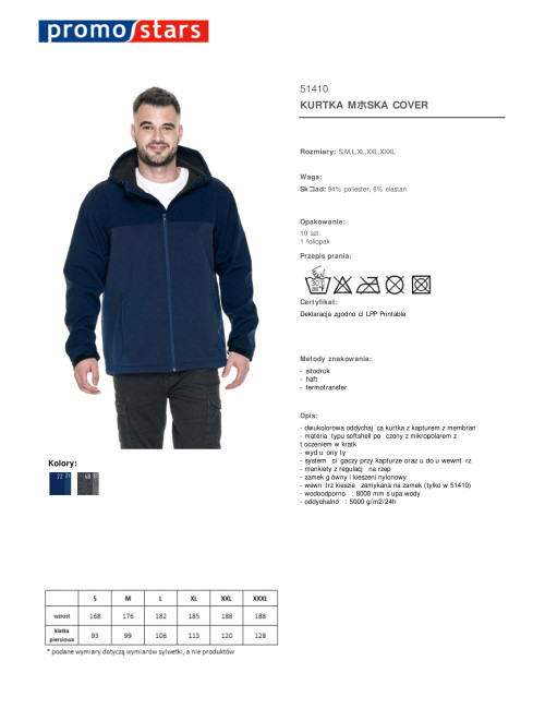 Kurtka męska cover granatowy/jasny granatowy Promostars
