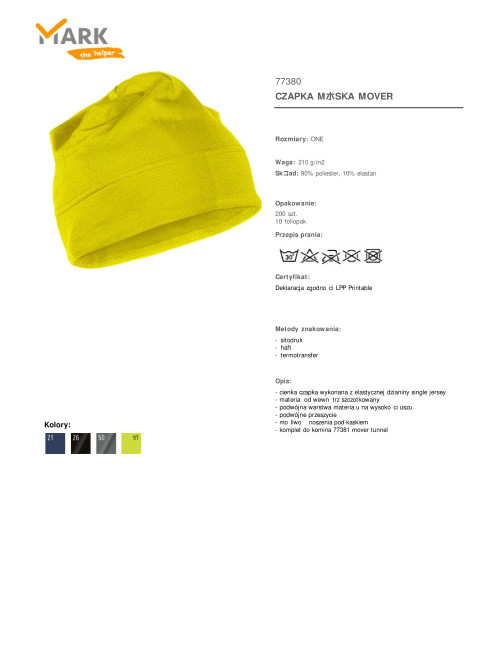 Men`s mover cap, warning yellow, Promostars