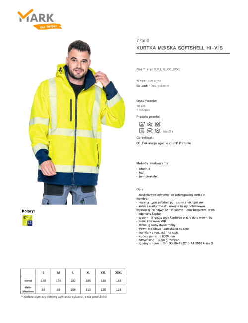Kurtka męska softshell hi-vis print zółty ostrzegawczy/granatowy Promostars