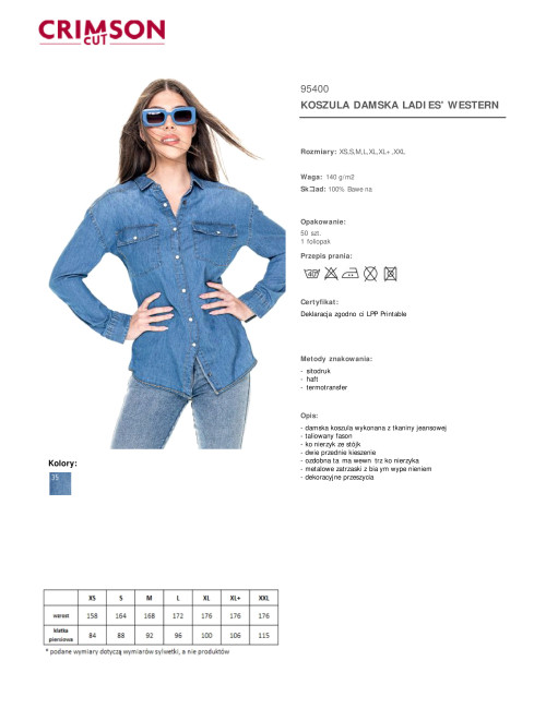 Ladies` western shirt, blue jeans Promostars