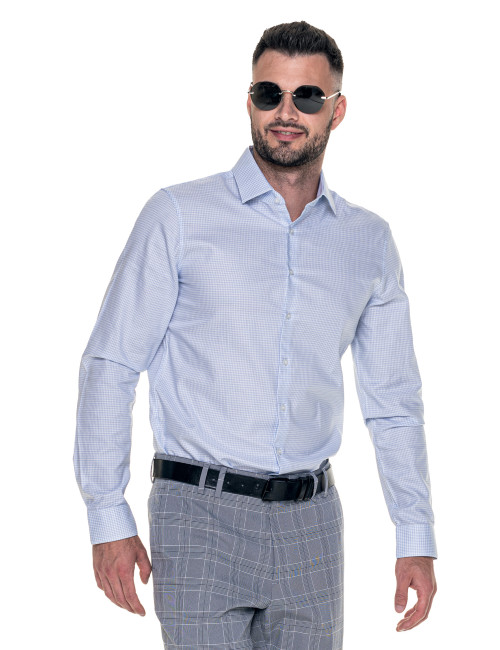 Herren-Schneiderhemd weiß/blau Promostars