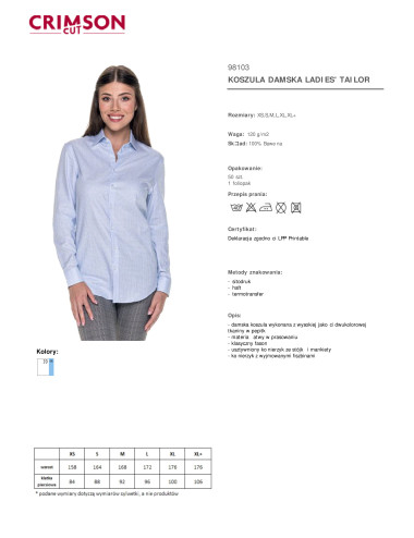 Ladies` tailor shirt white/blue Promostars