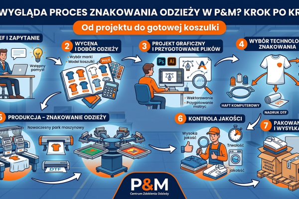 Od projektu do gotowej koszulki – jak wygląda proces znakowania odzieży w P&M [krok po kroku]